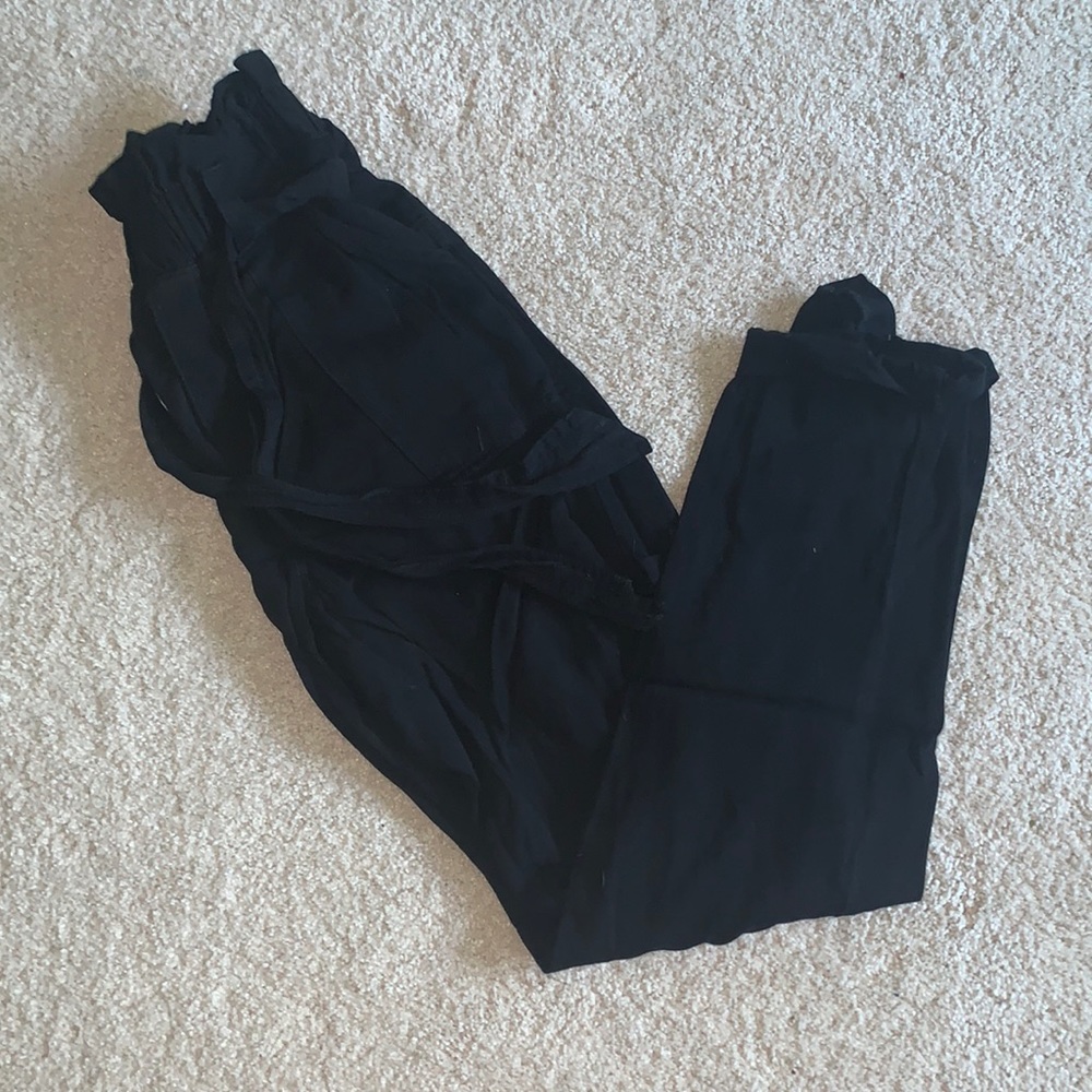 aeropostale black paper bag tie pants